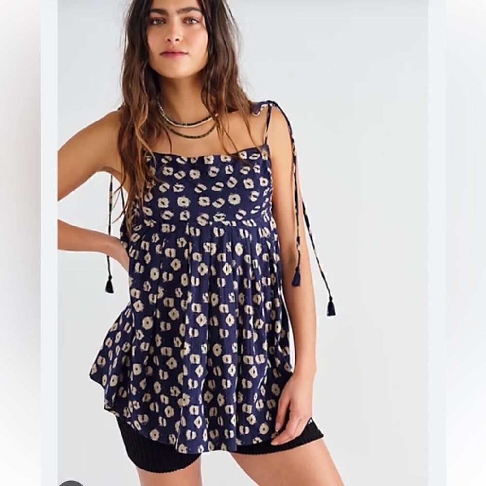 Free People Molly Indigo Sleeveless Cotton Tunic.Size M